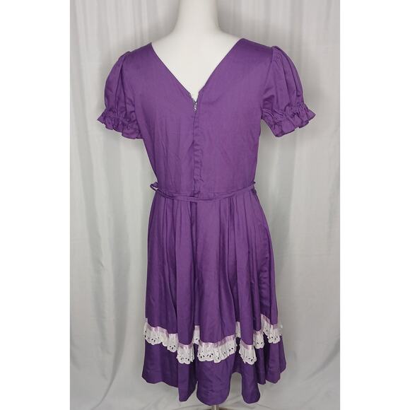 Vintage DeLoris Square Dancing Dress Western Rockabilly Swing Circle Eyelet Lace - Picture 2 of 9